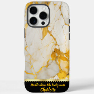 Elegant marble design with golden veins and swirls iPhone 16 pro max case