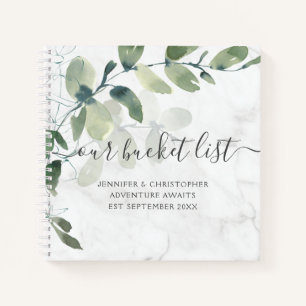Elegant Marble Eucalyptus Our Bucket List Couples Notebook