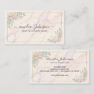 Elegant Marble Floral Handmade Soap Lavender       Business Card