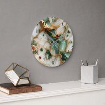 Elegant Marble & Floral Wall Clock