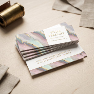 Elegant Marble Flow Design Mini Business Card