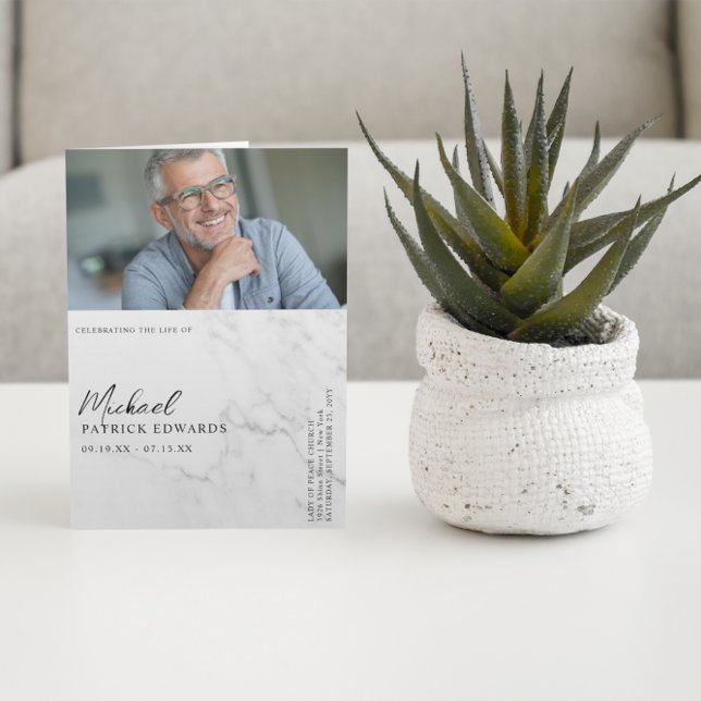 Elegant Marble | Funeral Memorial Photo Program Flyer (Creator Uploaded)