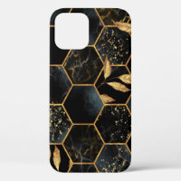 Elegant Marble & Gold: Abstract Hexagon Texture