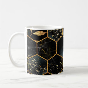 Elegant Marble & Gold: Abstract Hexagon Texture Coffee Mug
