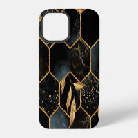 Elegant Marble & Gold: Abstract Hexagon Texture
