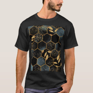 Elegant Marble & Gold: Abstract Hexagon Texture T-Shirt