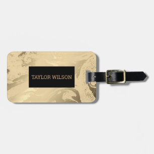 Elegant marble gold and black luggage tag