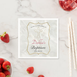 Elegant Marble Gold Baby Baptism Reception Napkin