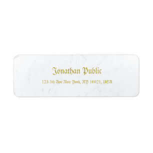 Elegant Marble Gold Old Style Calligraphy Return Address Label