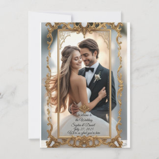 Elegant Marble & Gold Wedding Invitation