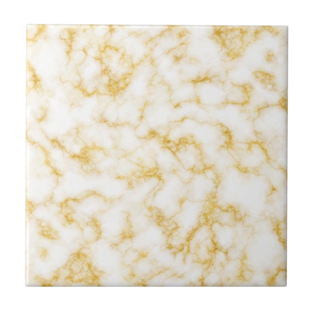 Elegant Marble - Gold White Ceramic Tile (Front)
