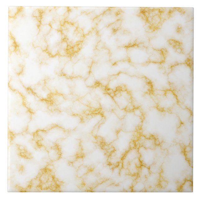 Elegant Marble - Gold White Ceramic Tile (Front)