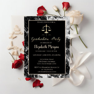 Elegant Marble Law School Graduation Party Invitation