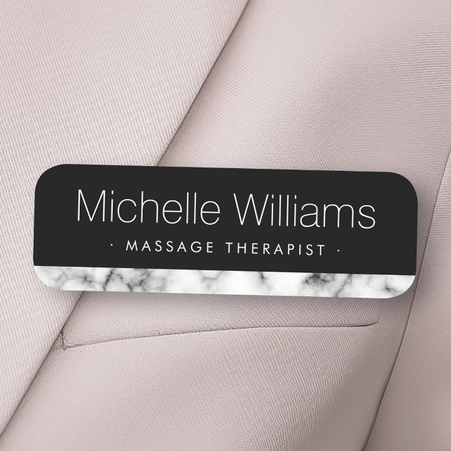 Elegant marble look border black name tag (Elegant marble look border black name tag)