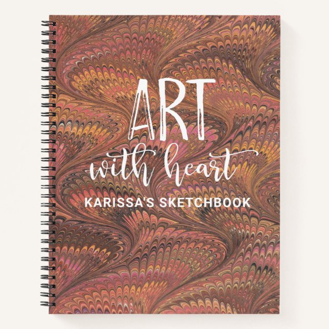 Elegant Marble Monogram Artist Sketchbook Notebook (Front)