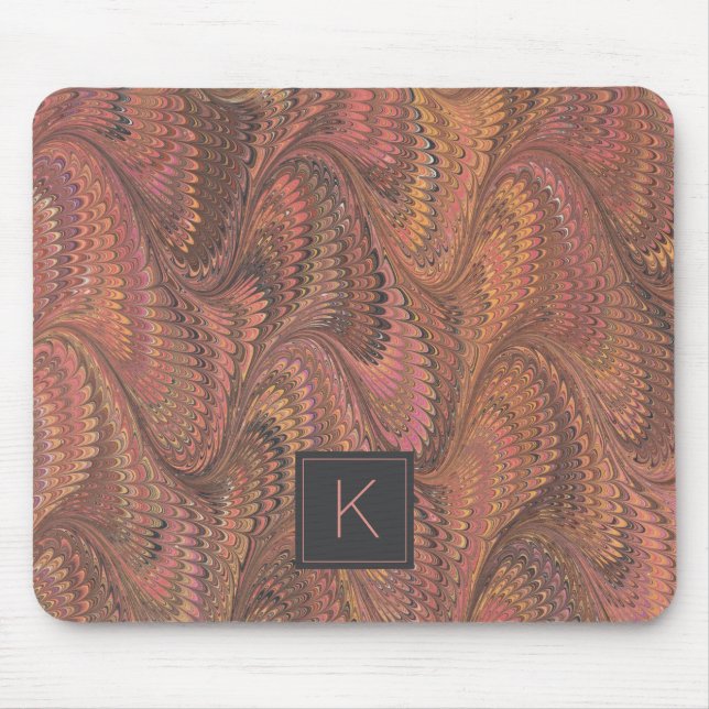 Elegant Marble Monogram Mouse Pad (Front)