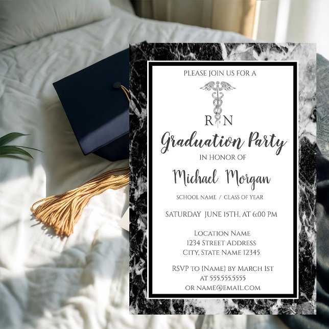 Elegant Marble , Nurse  Graduation Party Invitation (Creator Uploaded)