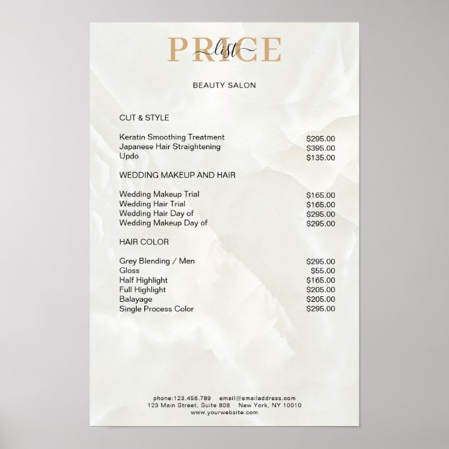 Elegant Marble Price List Poster (Front)