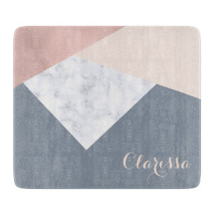 elegant marble rose gold grey beige geometric cutting board