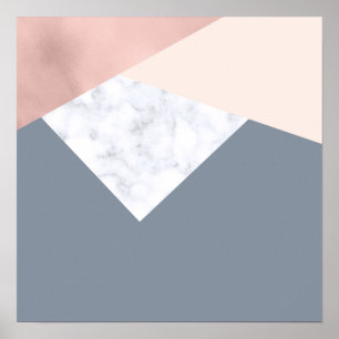 elegant marble rose gold grey beige geometric poster
