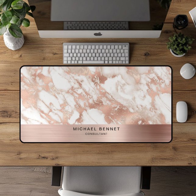 Elegant Marble Rose Gold Metallic Business Desk Mat (Elegant Marble Rose Gold Metallic Business Desk Mat)