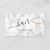 Elegant marble & rose gold scissors hairstylist