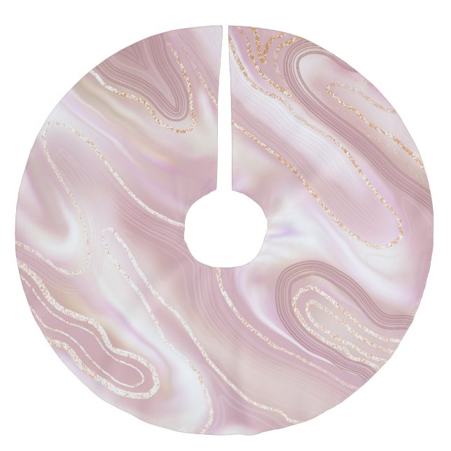 Elegant marble: rose gold texture brushed polyester tree skirt (Front)