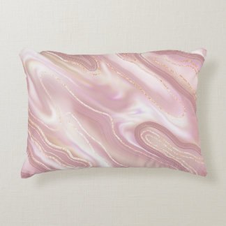 Elegant marble: rose gold texture decorative cushion