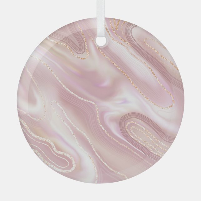 Elegant marble: rose gold texture glass tree decoration (Front)
