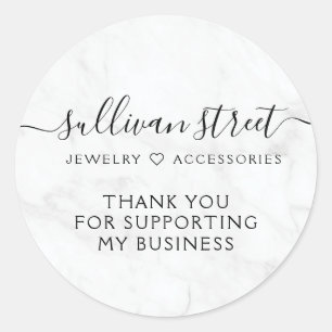 Elegant Marble Small Business Thank You Classic Round Sticker