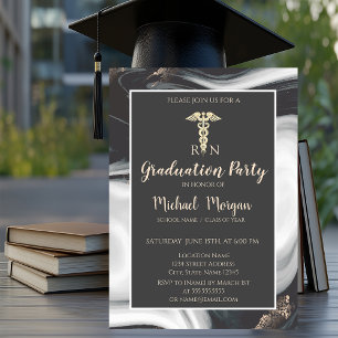 Elegant Marble Stone , Nurse  Graduation Party Invitation