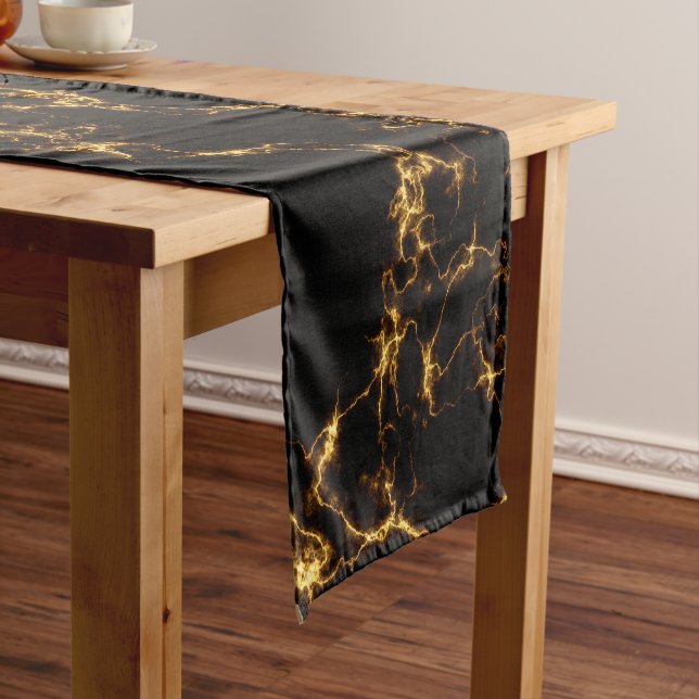 Elegant Marble style3 - Black Gold Short Table Runner (In Situ)