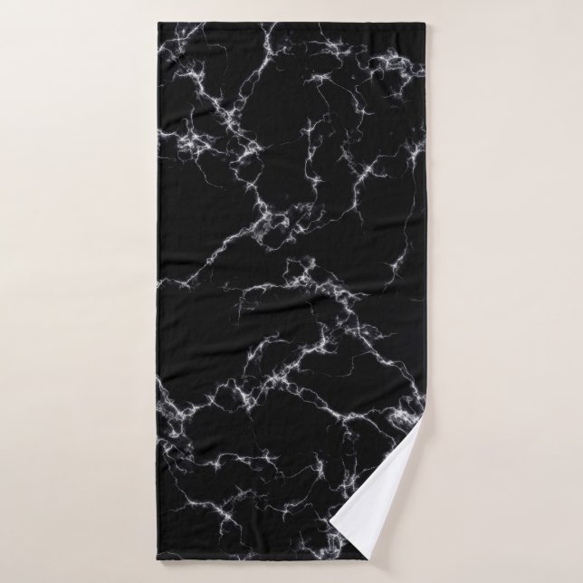 Elegant Marble style4 - Black and White Bath Towel (Bath Towel)