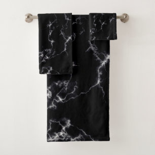 Elegant Marble style4 - Black and White Bath Towel Set