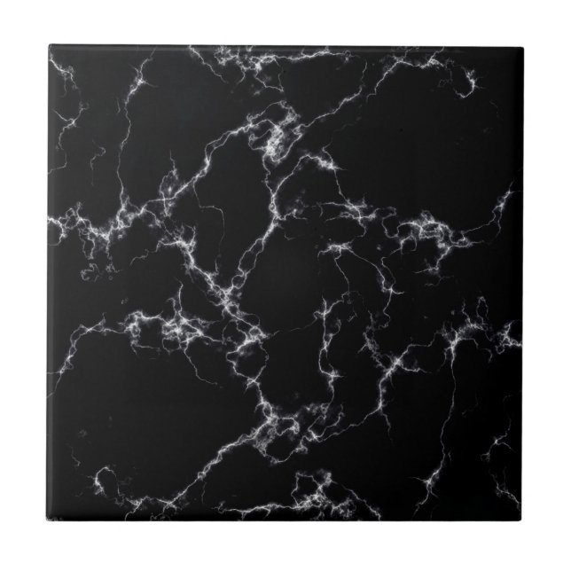 Elegant Marble style4 - Black and White Ceramic Tile (Front)