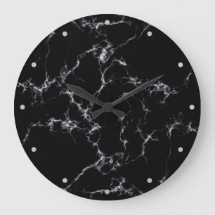 Elegant Marble style4 - Black and White Large Clock