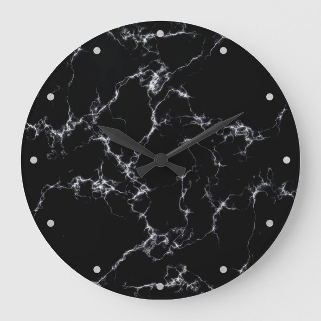 Elegant Marble style4 - Black and White Large Clock (Front)