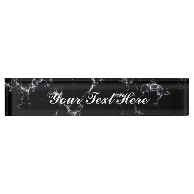 Elegant Marble style4 - Black and White Nameplate (Front)