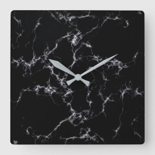 Elegant Marble style4 - Black and White Square Wall Clock