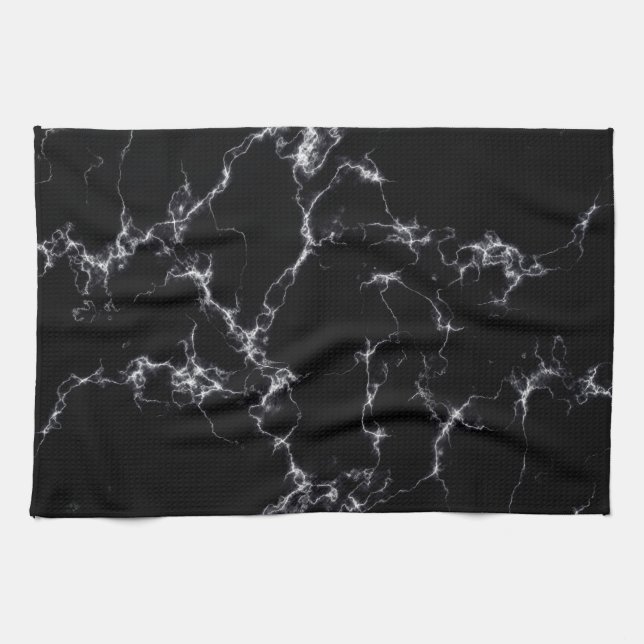 Elegant Marble style4 - Black and White Tea Towel (Horizontal)