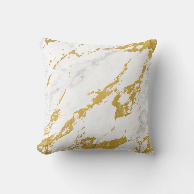 Elegant Marble style6 - Gold and White Cushion (Front)