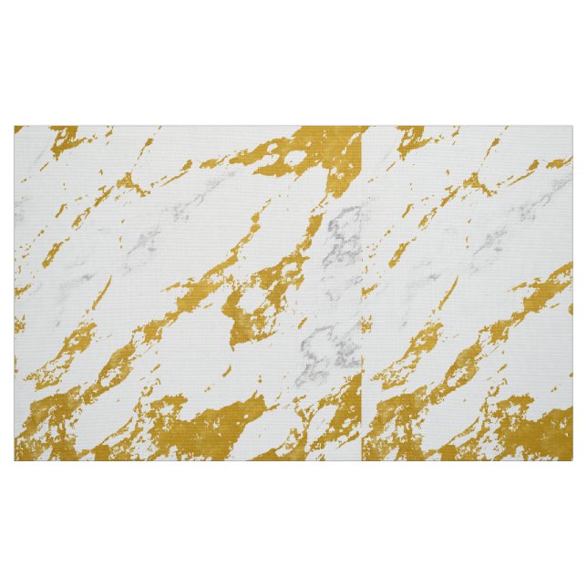 Elegant Marble style6 - Gold and White Fabric (Fat Quarter)