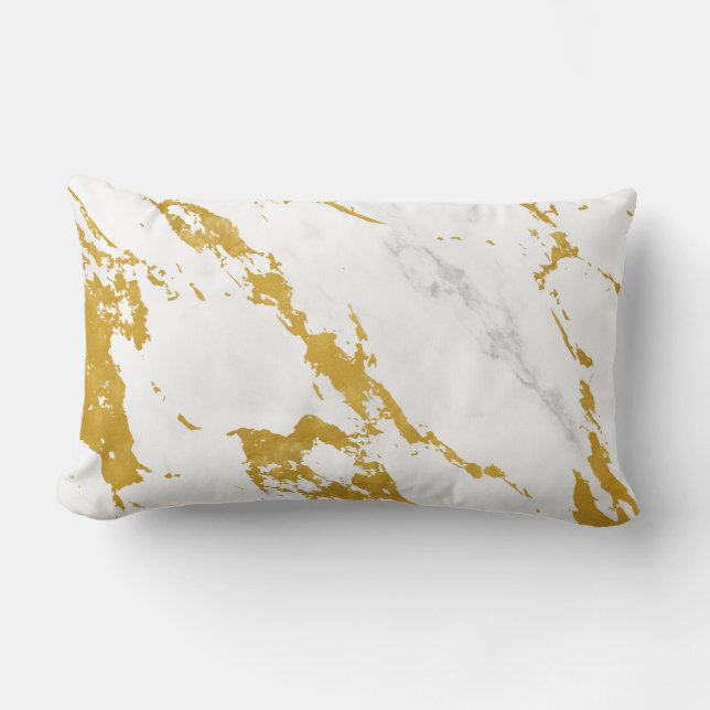 Elegant Marble style6 - Gold and White Lumbar Cushion (Front)