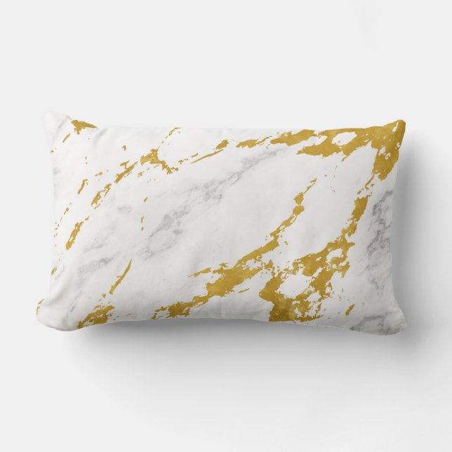 Elegant Marble style6 - Gold and White Lumbar Cushion (Front)