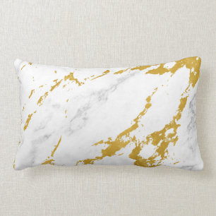 Elegant Marble style6 - Gold and White Lumbar Cushion