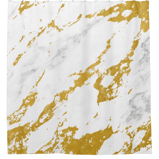 Elegant Marble style6 - Gold and White Shower Curtain (Front)