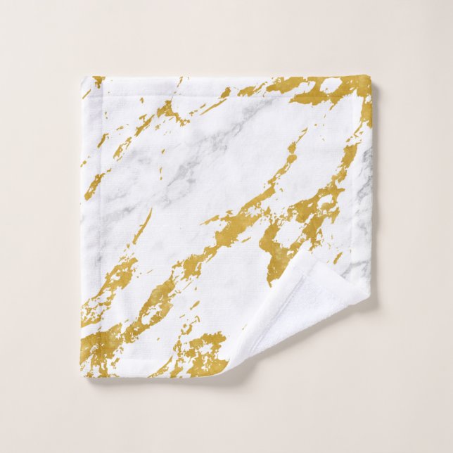 Elegant Marble style6 - Gold and White Wash Cloth (Wash Cloth)