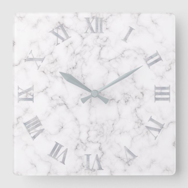 Elegant Marble style Square Wall Clock (Front)