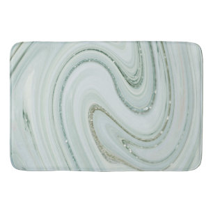 Elegant Marble Swirl Glitter Pattern Sparkle Glam Bath Mat