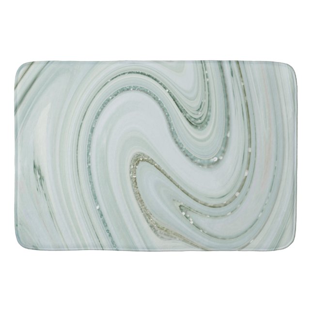 Elegant Marble Swirl Glitter Pattern Sparkle Glam Bath Mat (Front)